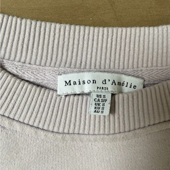 Maison D’amelie crew neck sweatshirt ribbed sleeves  Sz S - Picture 8 of 12